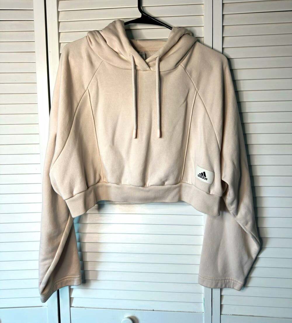 adidas Women’s Loose Fit Cropped Sweatshirt Pale Pink S/M Athleisure